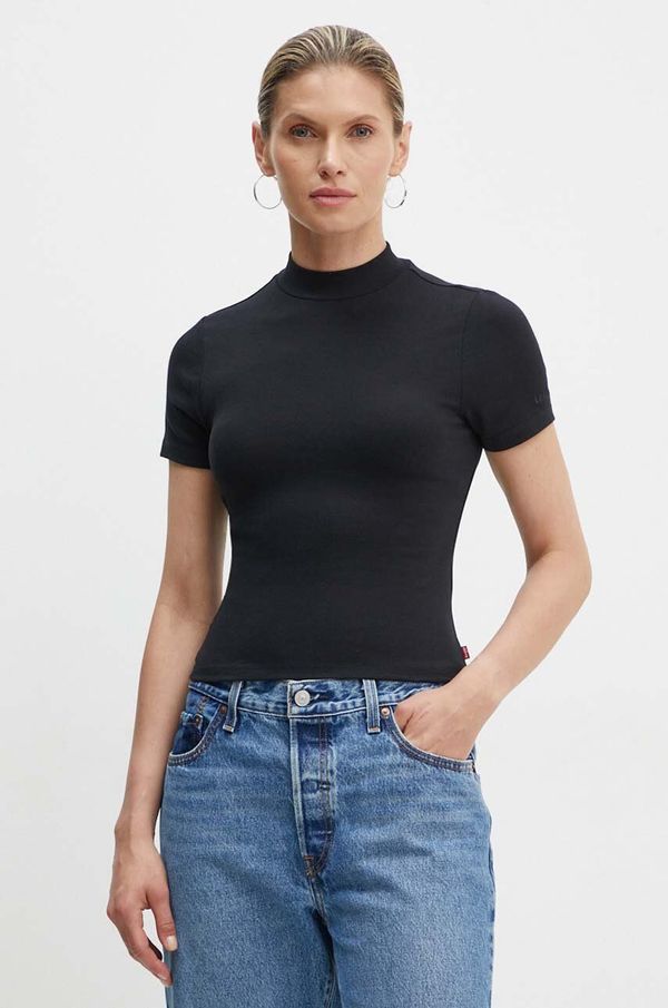 Levi's Majica kratkih rukava Levi's za žene, boja: crna, s poludolčevitom, 001MS