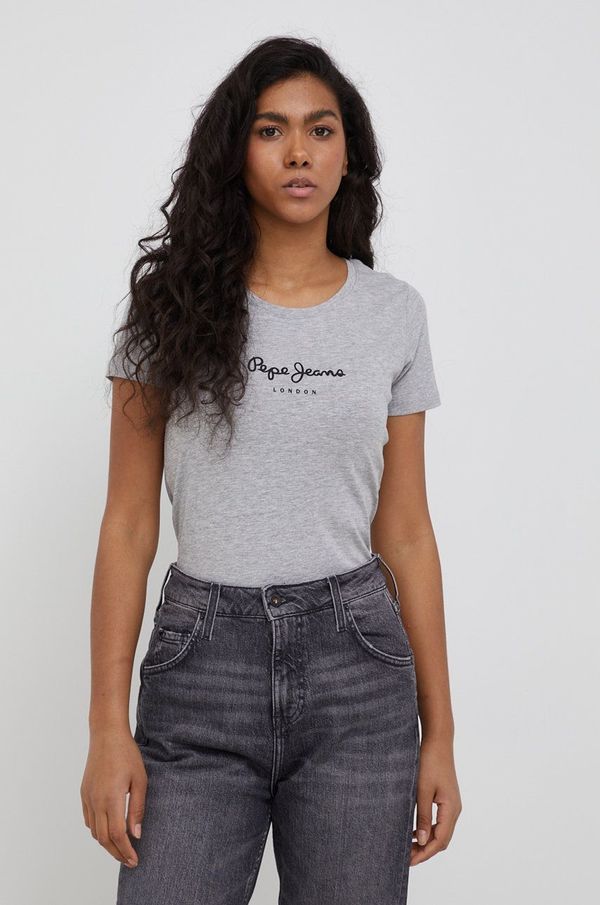 Pepe Jeans Majica kratkih rukava Pepe Jeans New Virginia Ss N za žene, boja: siva