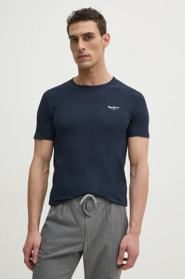 Pepe Jeans Majica kratkih rukava Pepe Jeans ORIGINAL BASIC 3N za muškarce, boja: tamno plava, s tiskom, PM508212