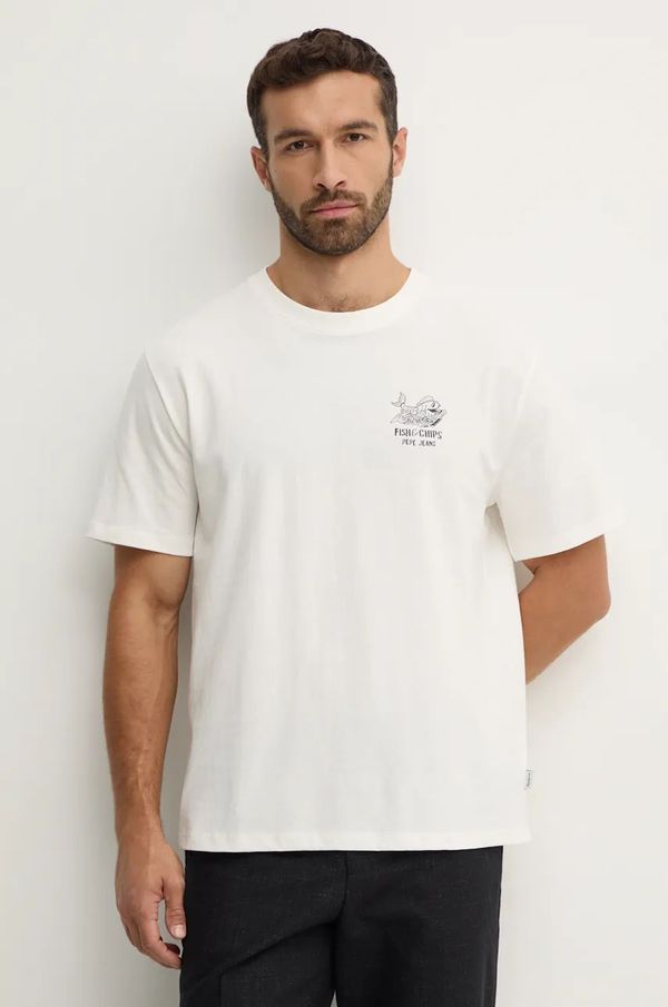 Pepe Jeans Majica kratkih rukava Pepe Jeans SUAN TEE za muškarce, boja: bijela, s tiskom, PM509624