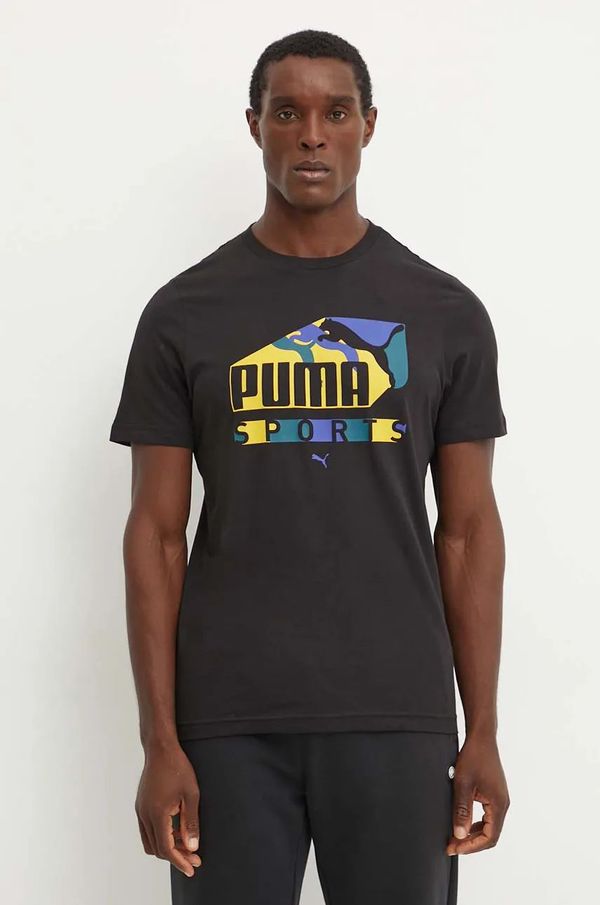 Puma Majica kratkih rukava Puma za muškarce, boja: crna, s tiskom, 683207