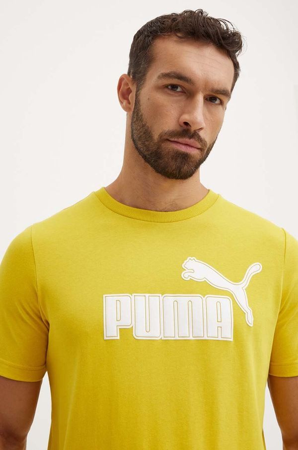 Puma Majica kratkih rukava Puma za muškarce, boja: žuta, s tiskom, 681861