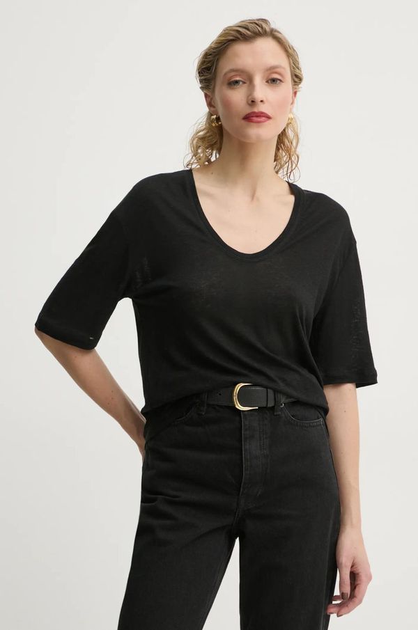 By Malene Birger Majica kratkih rukava s dodatkom lana By Malene Birger AMARINGA boja: crna, Q71621007Z