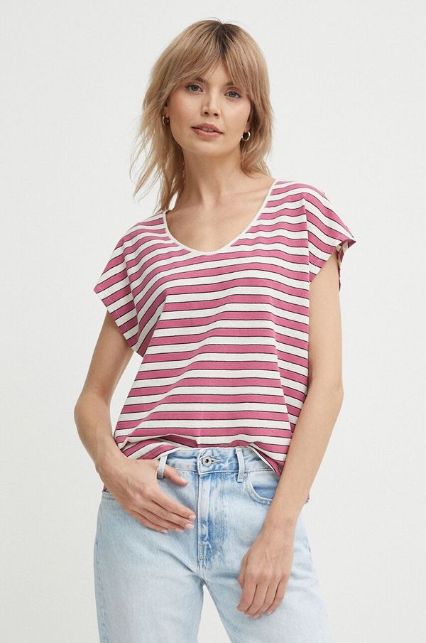 Pepe Jeans Majica kratkih rukava s dodatkom lana Pepe Jeans KHLOE boja: ružičasta, PL505835