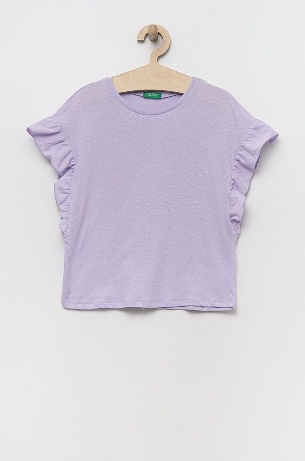 United Colors of Benetton Majica kratkih rukava s dodatkom lana United Colors of Benetton boja: ljubičasta