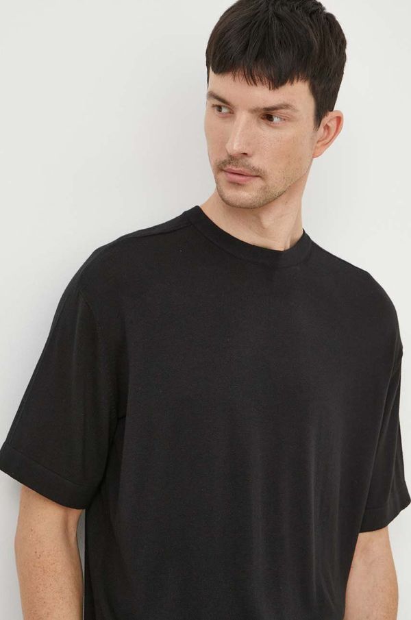 Calvin Klein Majica kratkih rukava s dodatkom svile Calvin Klein boja: crna, bez uzorka