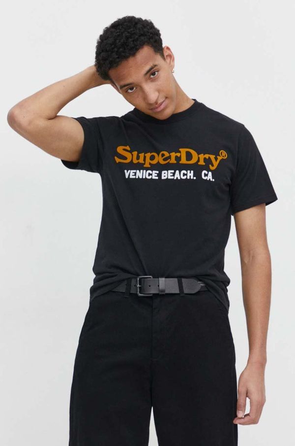 Superdry Majica kratkih rukava Superdry za muškarce, boja: crna, s tiskom