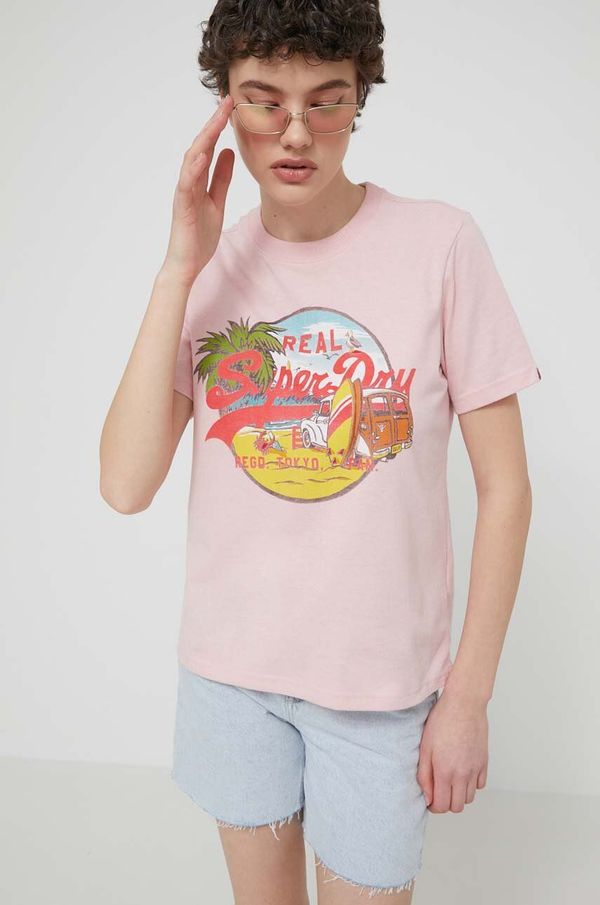 Superdry Majica kratkih rukava Superdry za žene, boja: ružičasta