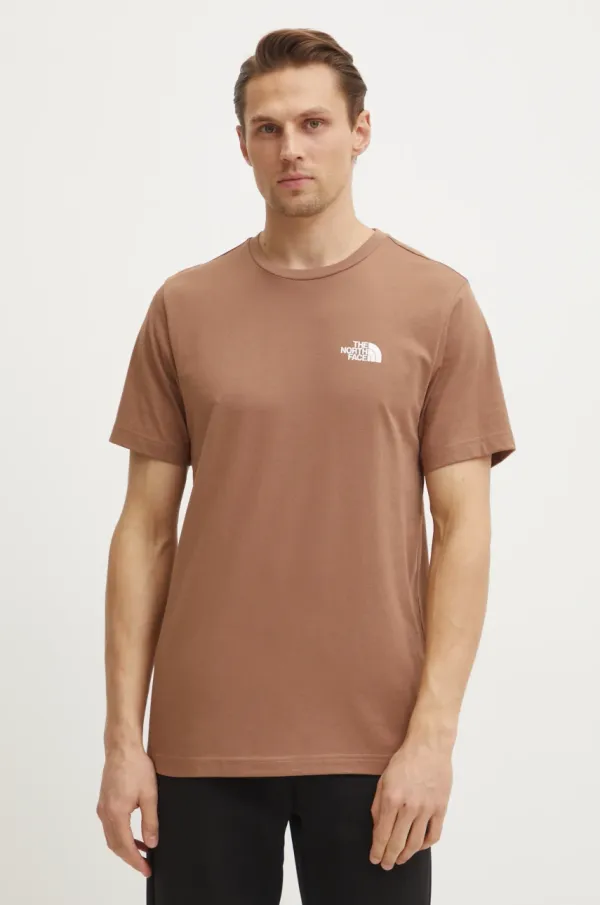 The North Face Majica kratkih rukava The North Face Simple Dome za muškarce, boja: smeđa, s tiskom, NF0A87NG6IH1