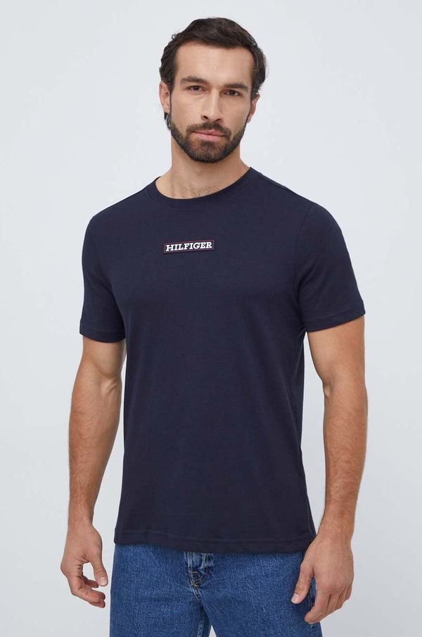Tommy Hilfiger Majica kratkih rukava Tommy Hilfiger za muškarce, boja: tamno plava, s aplikacijom