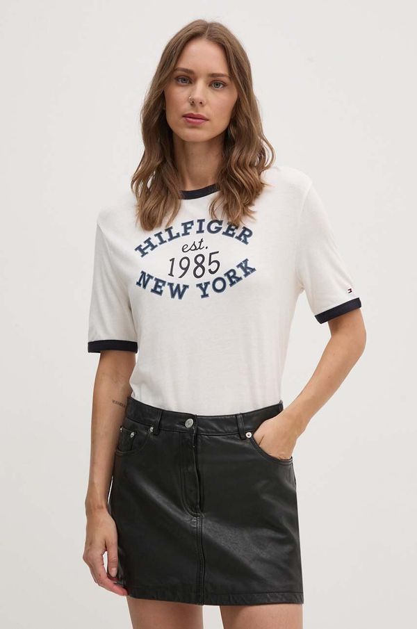 Tommy Hilfiger Majica kratkih rukava Tommy Hilfiger za žene, boja: bež, WW0WW42585