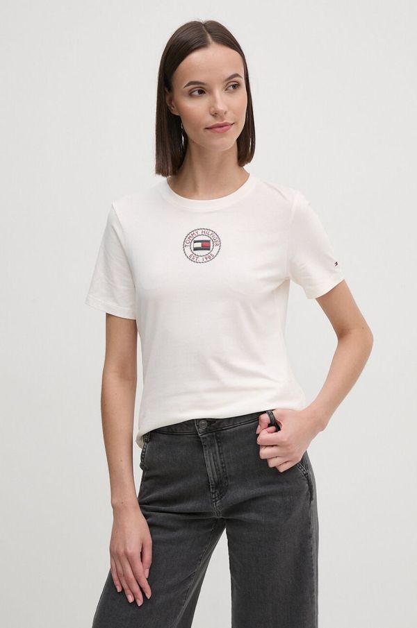 Tommy Hilfiger Majica kratkih rukava Tommy Hilfiger za žene, boja: bež, WW0WW43652