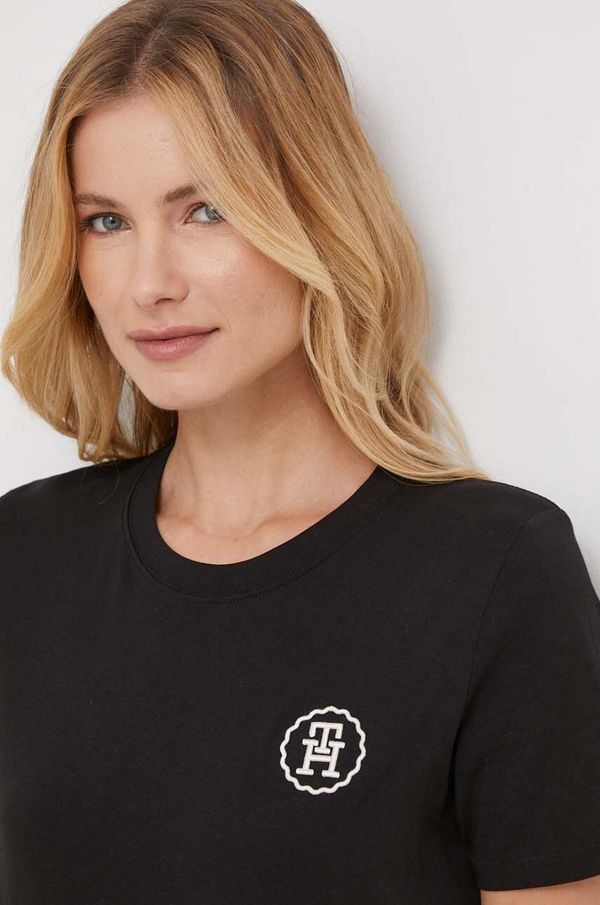 Tommy Hilfiger Majica kratkih rukava Tommy Hilfiger za žene, boja: crna