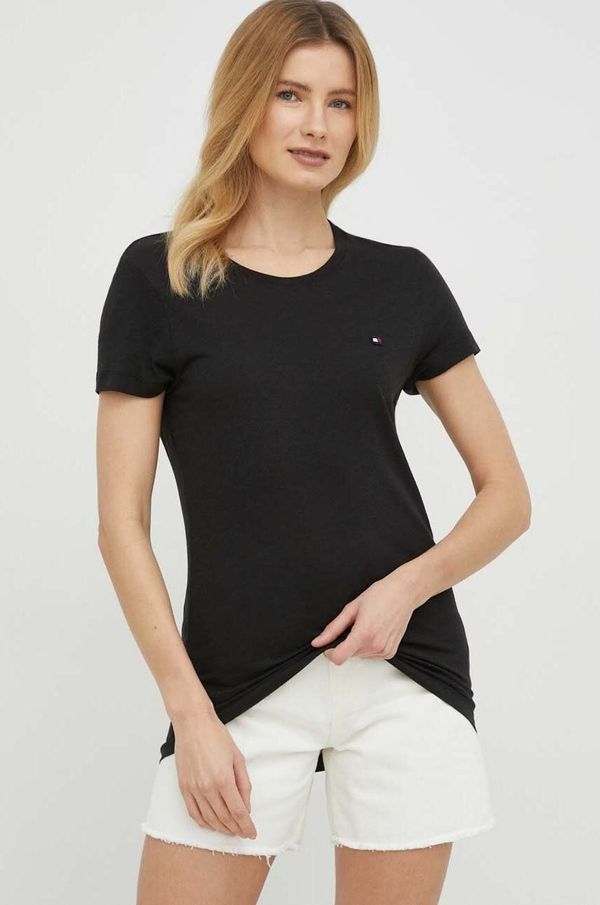 Tommy Hilfiger Majica kratkih rukava Tommy Hilfiger za žene, boja: crna