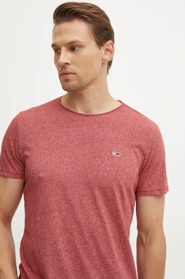 Tommy Jeans Majica kratkih rukava Tommy Jeans za muškarce, boja: bordo, bez uzorka, DM0DM09586