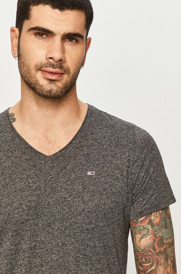 Tommy Jeans Majica kratkih rukava Tommy Jeans za muškarce, boja: siva, melanž, DM0DM09587