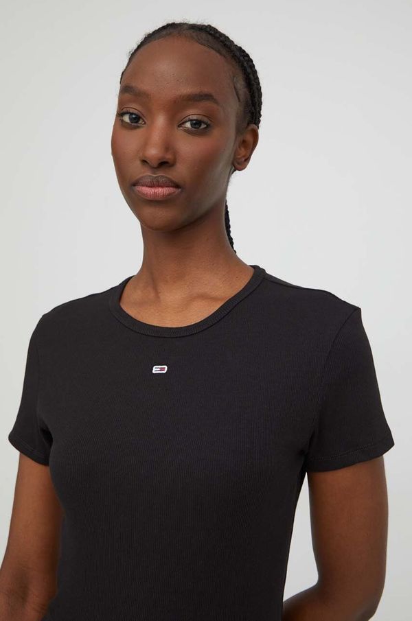 Tommy Jeans Majica kratkih rukava Tommy Jeans za žene, boja: crna, DW0DW17383