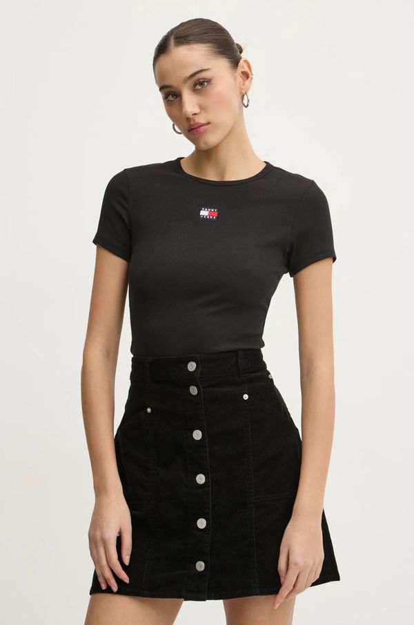 Tommy Jeans Majica kratkih rukava Tommy Jeans za žene, boja: crna, DW0DW20463