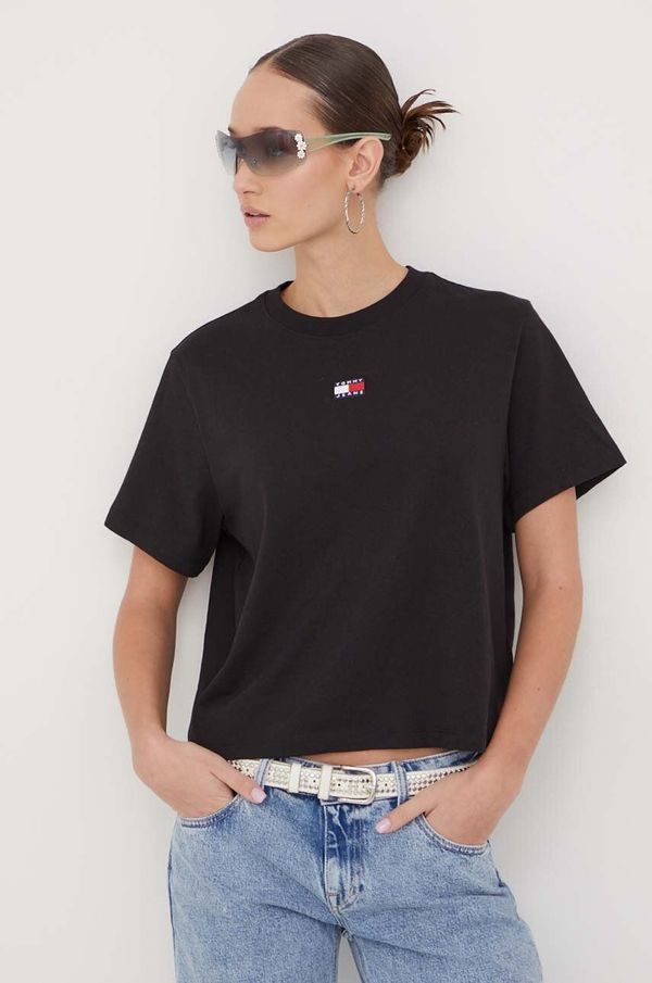 Tommy Jeans Majica kratkih rukava Tommy Jeans za žene, boja: crna
