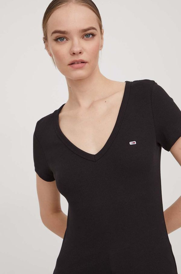 Tommy Jeans Majica kratkih rukava Tommy Jeans za žene, boja: crna
