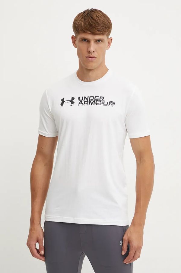 Under Armour Majica kratkih rukava Under Armour SLICED WORDMARK za muškarce, boja: bijela, s tiskom, 1386807