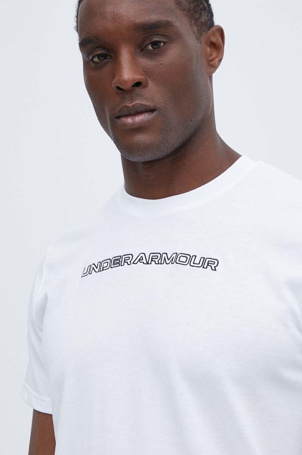 Under Armour Majica kratkih rukava Under Armour za muškarce, boja: bijela, s aplikacijom