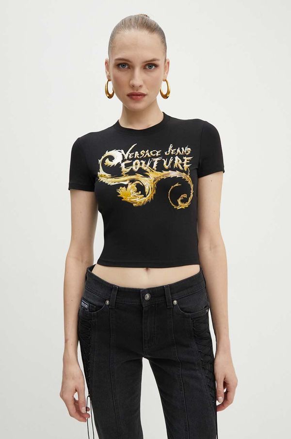 Versace Jeans Couture Majica kratkih rukava Versace Jeans Couture za žene, boja: crna, 77HAHC00 CJ02C