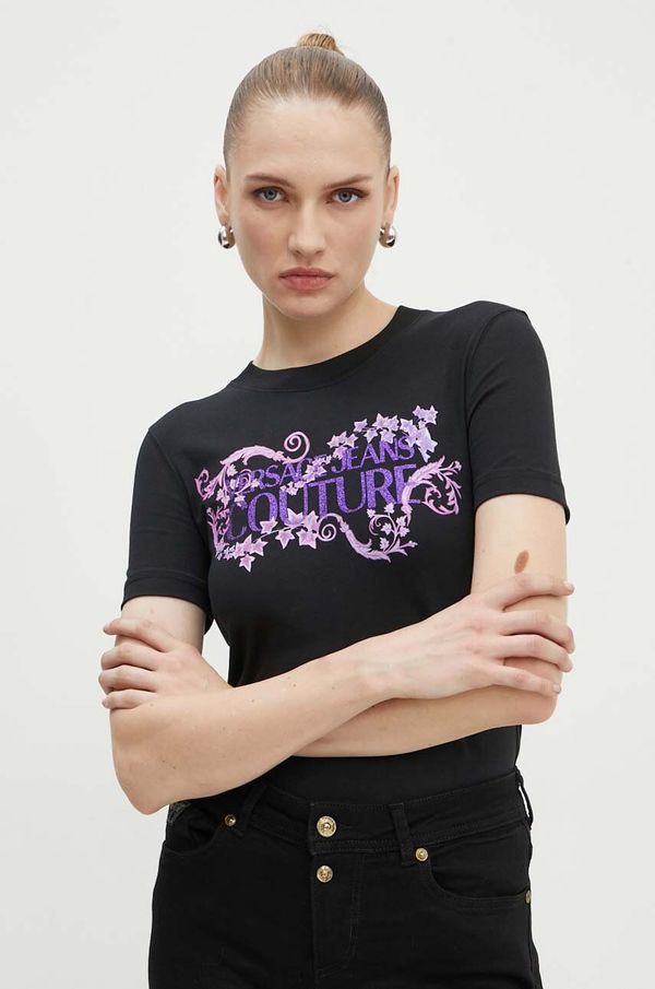 Versace Jeans Couture Majica kratkih rukava Versace Jeans Couture za žene, boja: crna, 77HAHE06 CJ02E