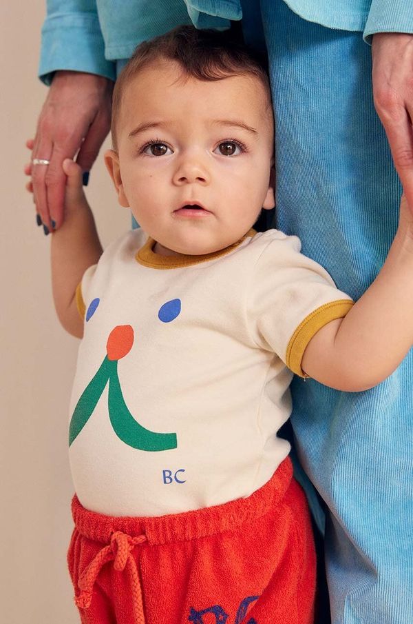 Bobo Choses Majica kratkih rukava za bebe Bobo Choses Funny face boja: bež, s tiskom, 224AB024