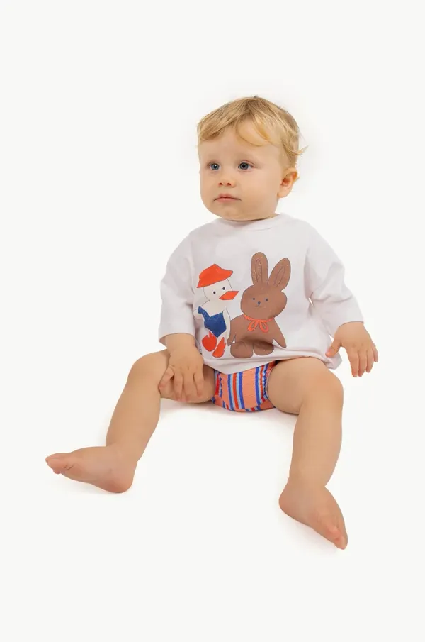 Tinycottons Majica kratkih rukava za bebe Tinycottons READERS GRAPHIC BABY TEE boja: bež, s tiskom, SS25-087