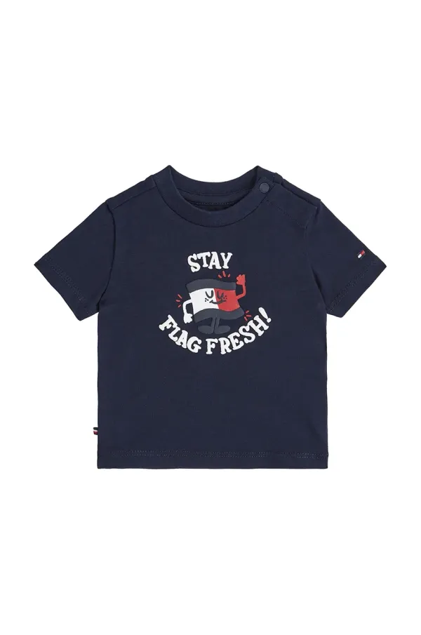 Tommy Hilfiger Majica kratkih rukava za bebe Tommy Hilfiger boja: tamno plava, s tiskom, KN0KN02024