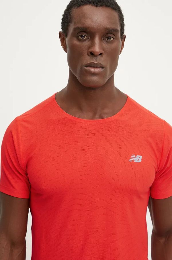 New Balance Majica kratkih rukava za trčanje New Balance Athletics Jacquard boja: crvena, bez uzorka, MT41281NEF