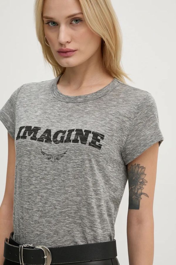 Zadig&Voltaire Majica kratkih rukava ZADIG&VOLTAIRE za žene, boja: siva, JWTS01686