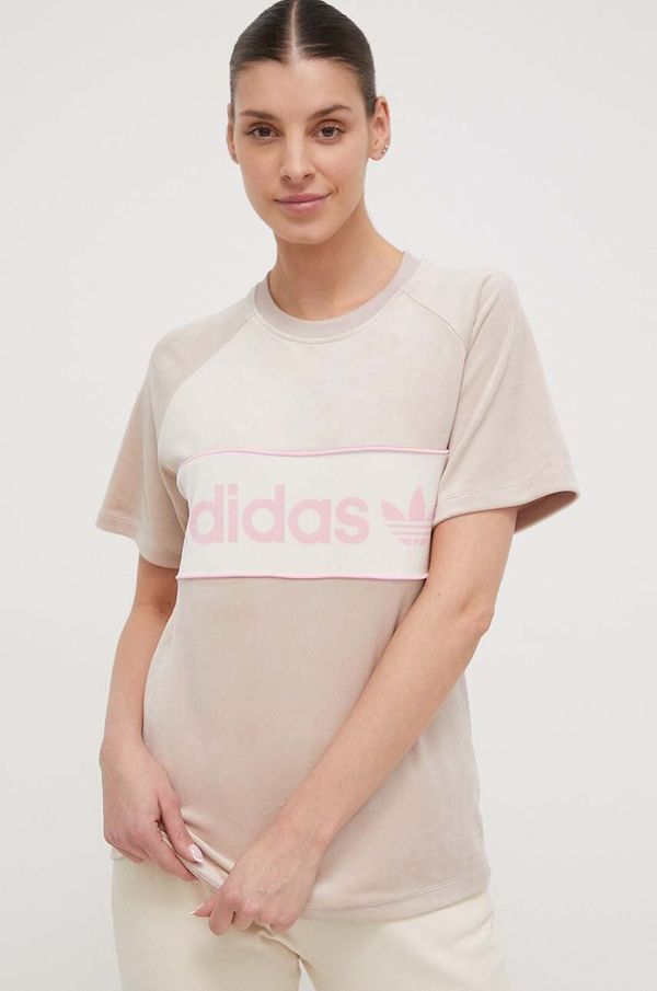 adidas Originals Majica od velura adidas Originals boja: bež