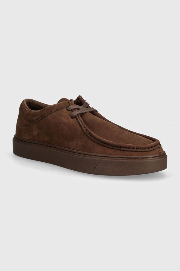Calvin Klein Mokasinke od brušene kože Calvin Klein HM0HM01532 za muškarce, boja: smeđa, APRON LACE UP NB