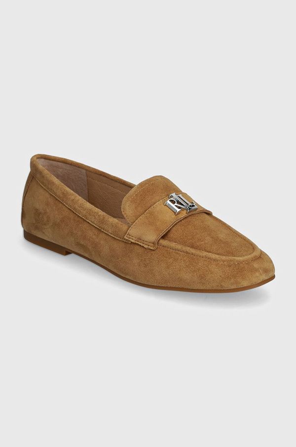 Lauren Ralph Lauren Mokasinke od brušene kože Lauren Ralph Lauren Averi III za žene, boja: bež, ravni potplat, 802946809001