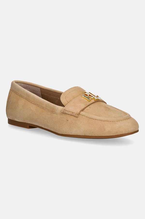 Lauren Ralph Lauren Mokasinke od brušene kože Lauren Ralph Lauren Averi III za žene, boja: bež, ravni potplat, 802946809007