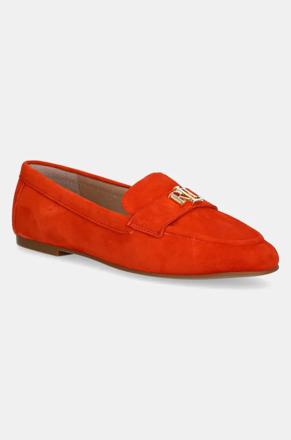 Lauren Ralph Lauren Mokasinke od brušene kože Lauren Ralph Lauren Averi III za žene, boja: narančasta, ravni potplat, 802946809009