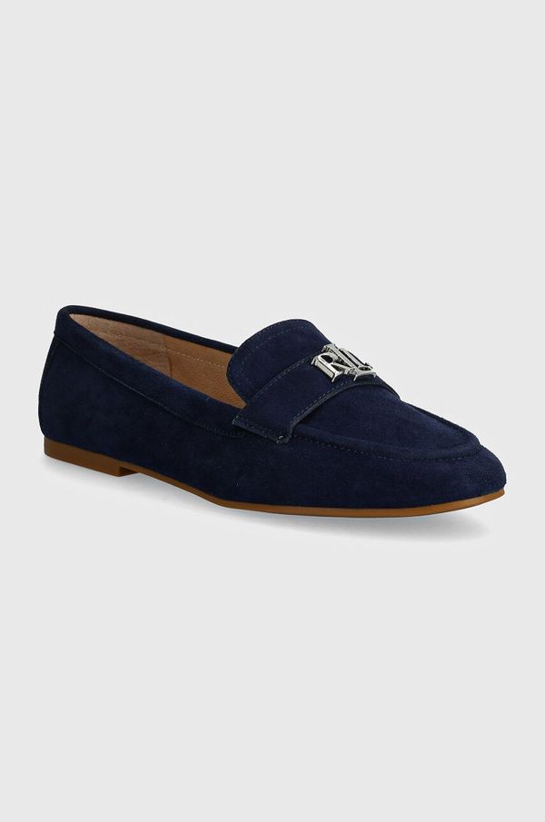 Lauren Ralph Lauren Mokasinke od brušene kože Lauren Ralph Lauren Averi III za žene, boja: tamno plava, ravni potplat, 802946809002