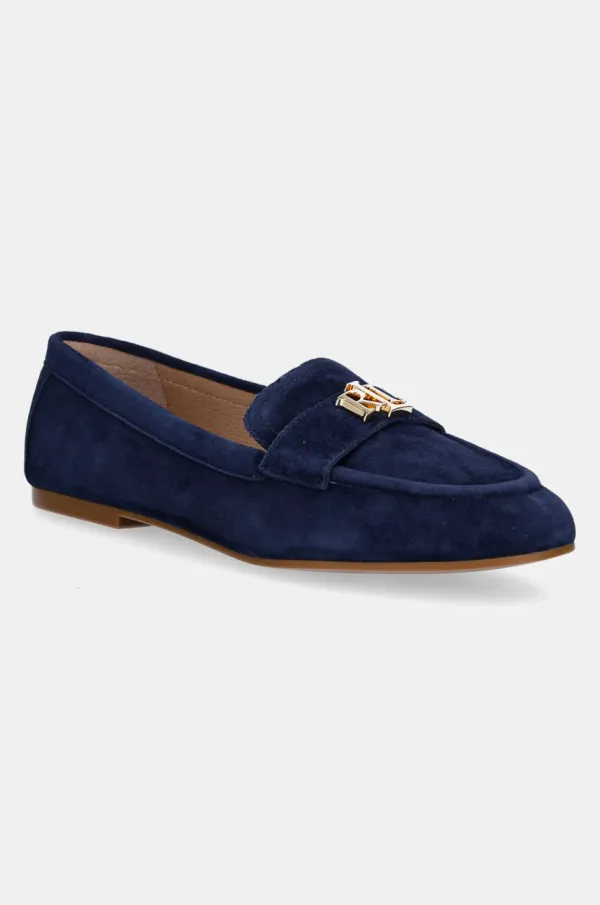 Lauren Ralph Lauren Mokasinke od brušene kože Lauren Ralph Lauren Averi III za žene, boja: tamno plava, ravni potplat, 802959266001