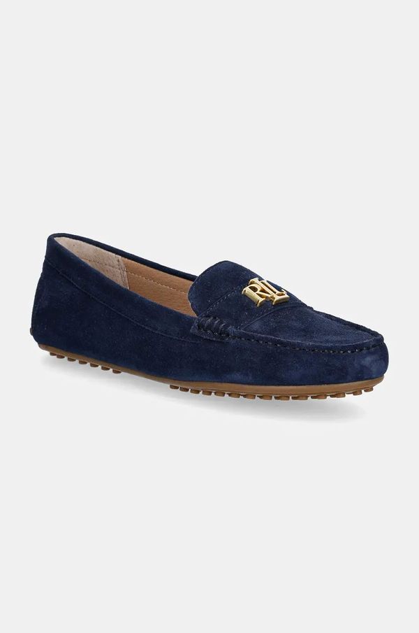 Lauren Ralph Lauren Mokasinke od brušene kože Lauren Ralph Lauren Barnsbury za žene, boja: tamno plava, ravni potplat, 802821629025
