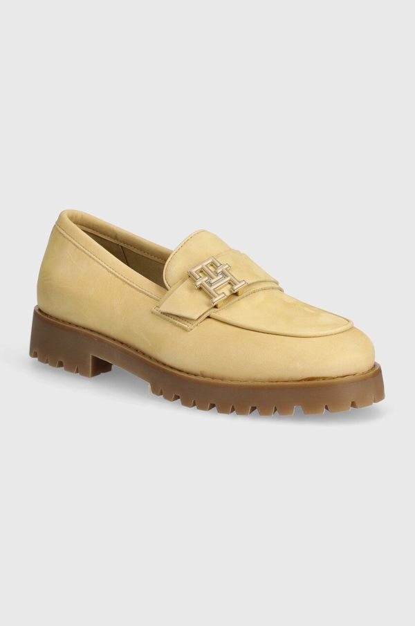 Tommy Hilfiger Mokasinke od nubuk kože Tommy Hilfiger CLEATED NUBUCK BOAT SHOE boja: bež, s platformom, FW0FW08062