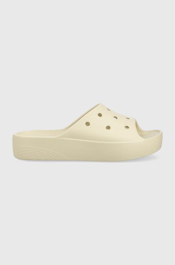Crocs Natikače Crocs Classic Platform Slide za žene, boja: bež, s platformom, 208180