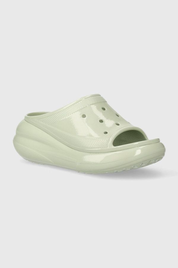 Crocs Natikače Crocs Crush High Shine Slide za žene, boja: zelena, s platformom, 209648
