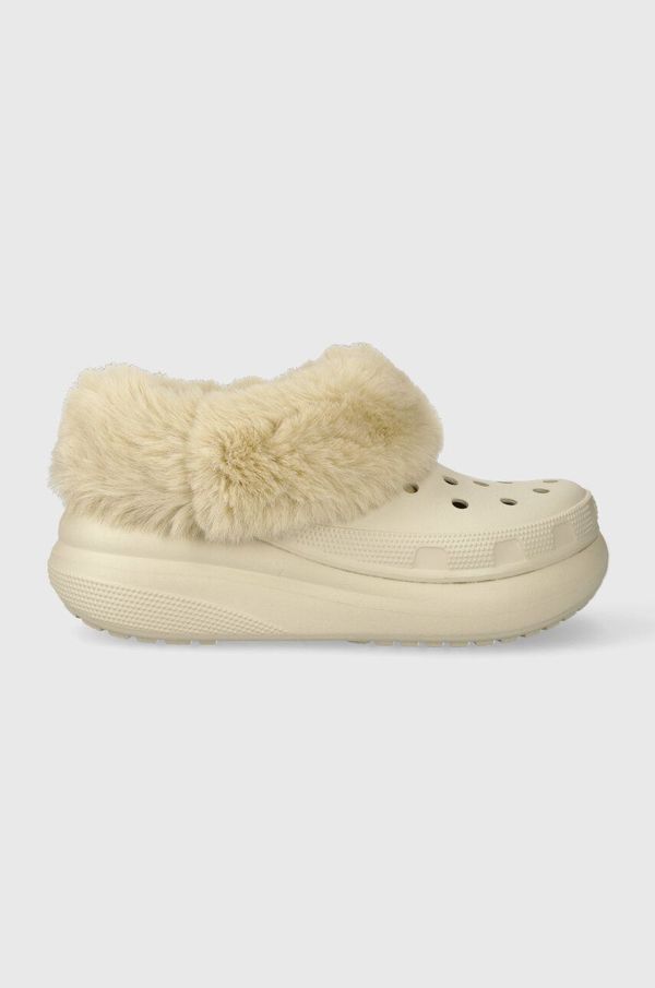 Crocs Natikače Crocs Furever Crush za žene, boja: bež, s platformom, 208446