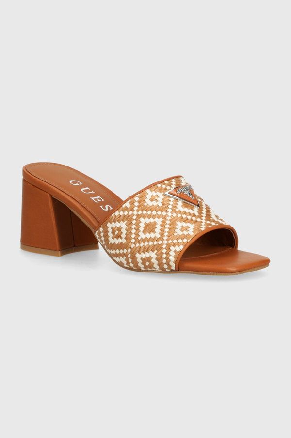 Guess Natikače Guess GABLES3 za žene, boja: smeđa, s debelom potpeticom, FLGGA3 ELE03