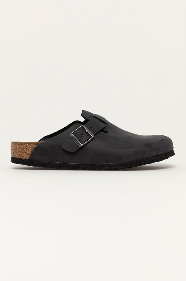 Birkenstock Natikače od brušene kože Birkenstock Boston SFB za muškarce, boja: crna, 59461