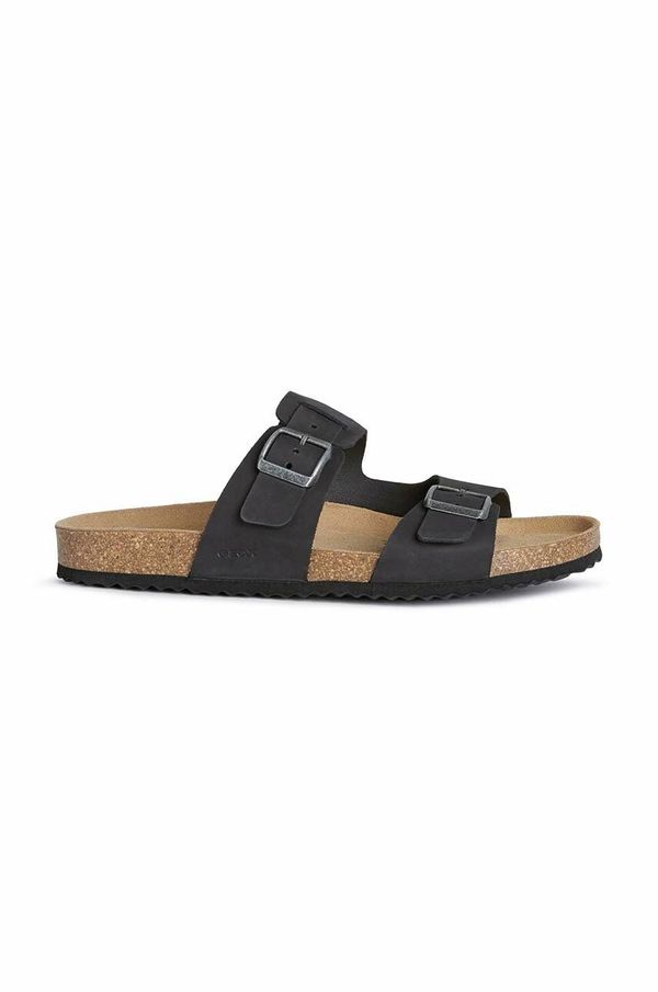 Geox Natikače od brušene kože Geox U SANDAL GHITA B za muškarce, boja: crna, U159VB 00032 C9999