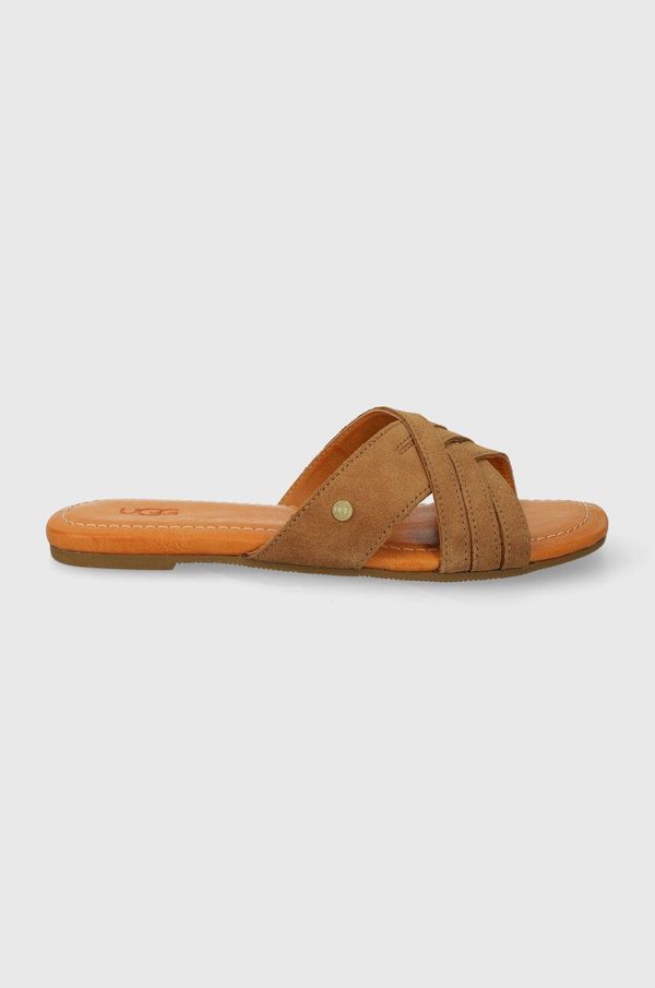 Ugg Natikače od brušene kože UGG Kenleigh Slide za žene, boja: smeđa, 1142710