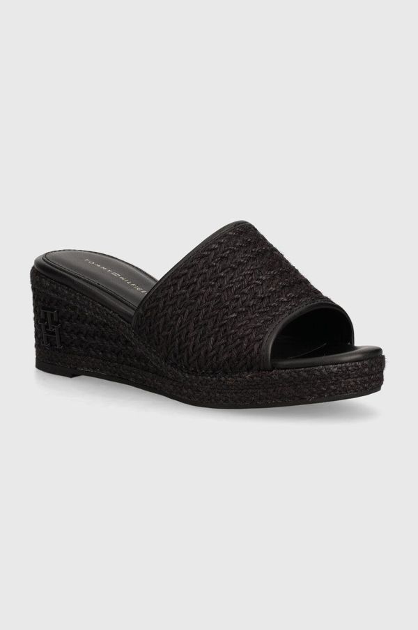 Tommy Hilfiger Natikače Tommy Hilfiger TH ROPE WEDGE SANDAL za žene, boja: crna, klin peta, FW0FW07927